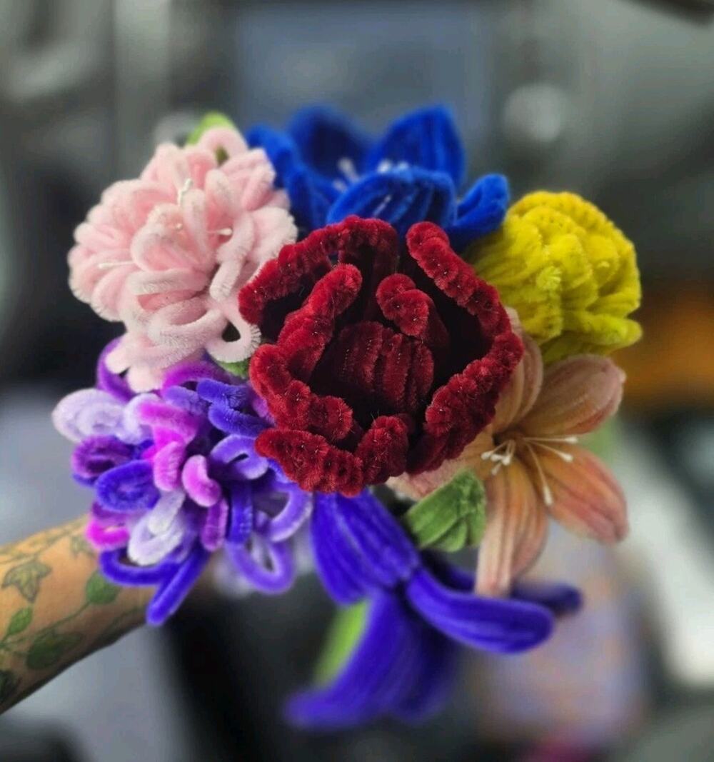 Vibrant Multicolored Handmade Pipe Cleaner Flower Bouquet